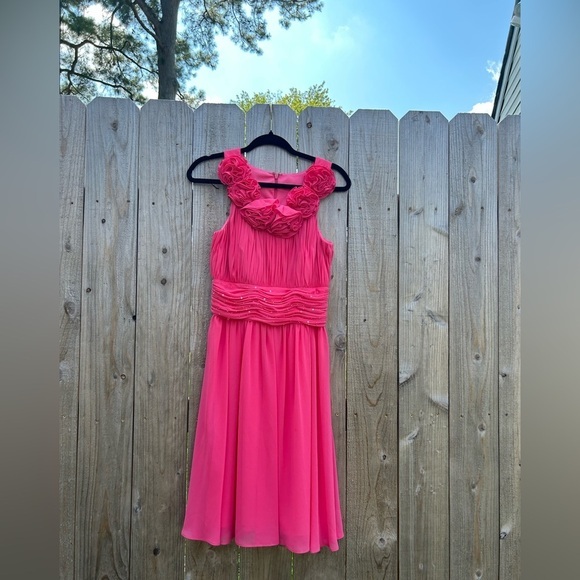 JS Boutique Barbie pink formal dress ruffle size 4 rhinestone prom dance - Picture 1 of 11
